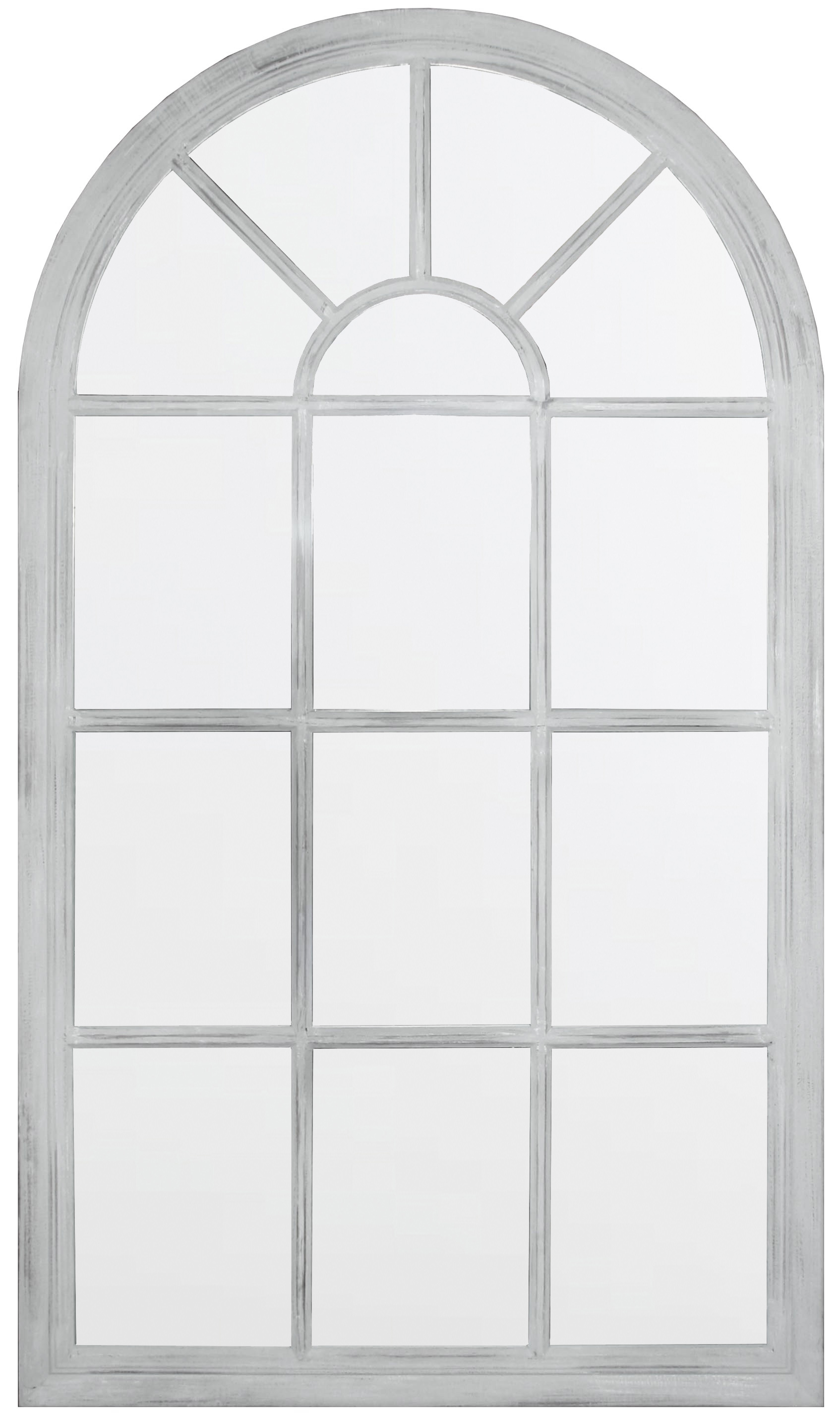 TS067 Wall décor art mirror weathered grey classic arched window shape